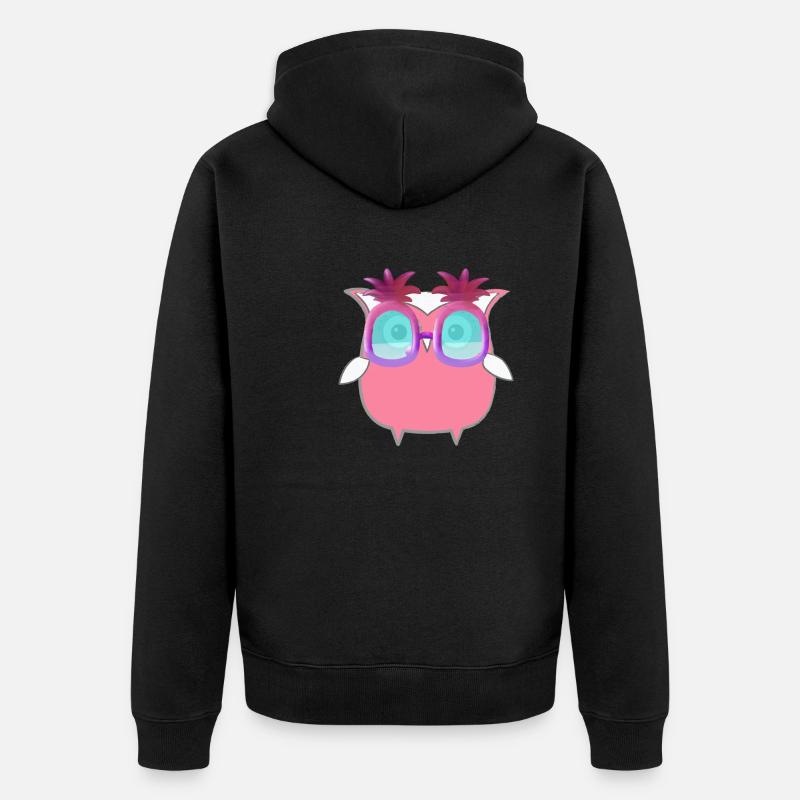 Eule, Comic,pink,Sonnenbrllle, Ananas,sommer - Unisex Premium Bio Zip Hoodie - Schwarz