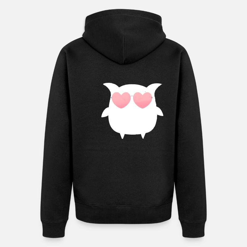 Eule, Comic, weisse eule,sonnenbrille,herz - Unisex Premium Bio Zip Hoodie - Schwarz