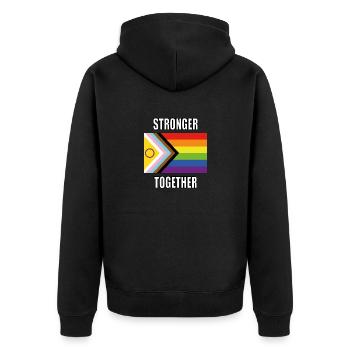 Gemeinsam stärker inklusive Pride-Flagge - Unisex Premium Bio Zip Hoodie - Schwarz - Hinten - Nico (187cm)