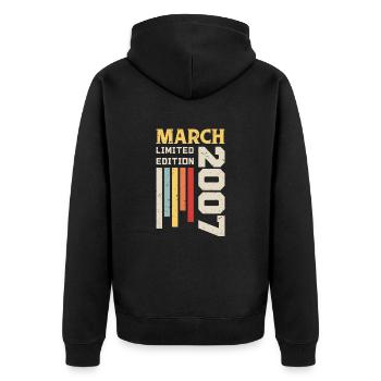 March 2007 - Birthday Gift March 2007 March - Unisex Premium Organic Zip Hoodie - black - Back - Nico (187cm)