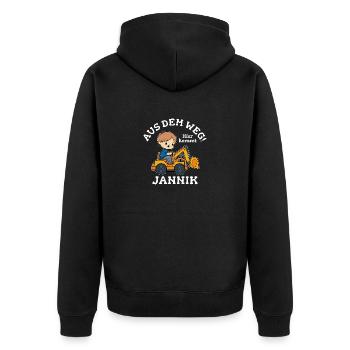 Jannik Vorname Bagger - Unisex Premium Bio Zip Hoodie - Schwarz - Hinten - Nico (187cm)