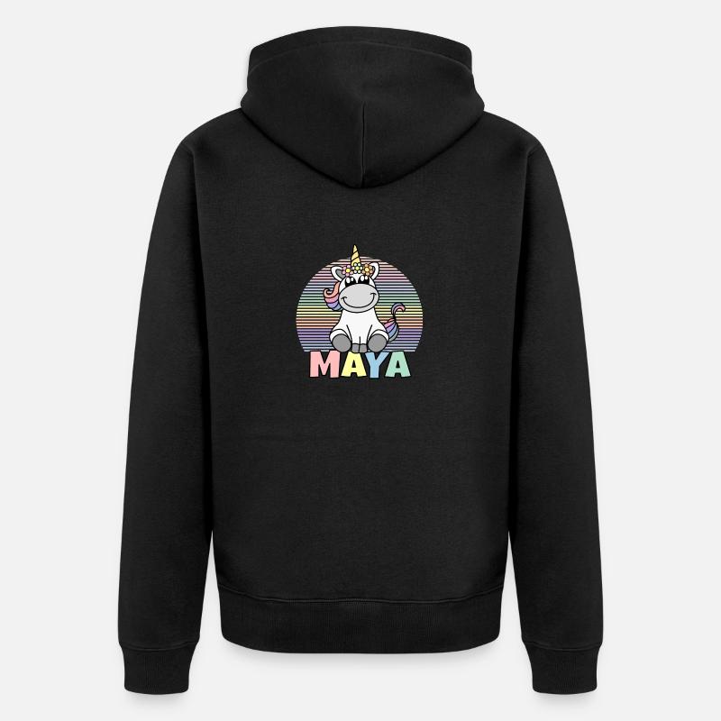 Maya Einhorn Name - Unisex Premium Bio Zip Hoodie - Schwarz