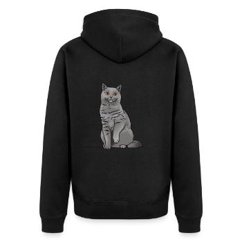 Chat British Shorthair - Veste à capuche bio Premium Unisexe - noir - Dos - Nico (187cm)