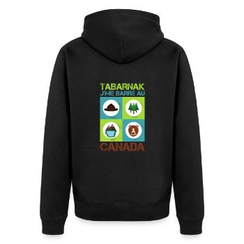 Tabarnak Je Me Barre Au Canada, Feuille D'érable - Veste à capuche bio Premium Unisexe - noir - Dos - Nico (187cm)