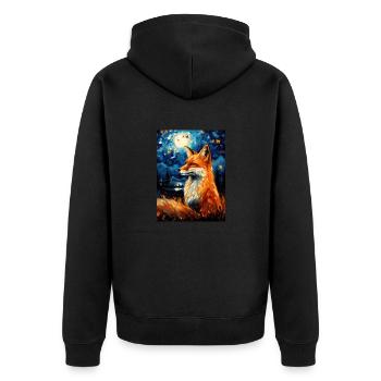 Fuchs Van Gogh Style - Unisex Premium Bio Zip Hoodie - Schwarz - Hinten - Nico (187cm)