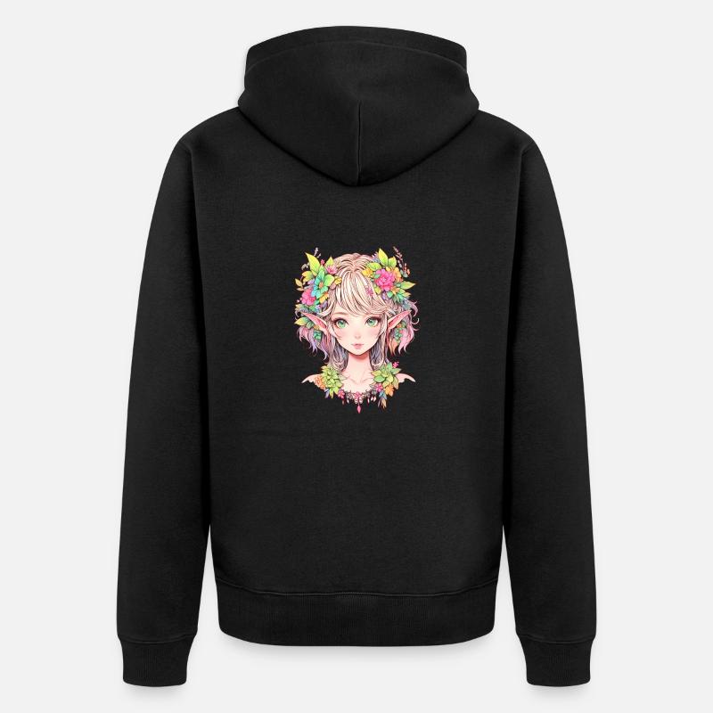 elfe anime mädchen - Unisex Premium Bio Zip Hoodie - Schwarz