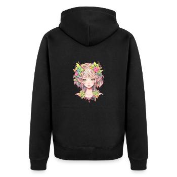 Anime, Anime Girl, Anime Girl, Elf - Unisex Premium Organic Zip Hoodie - black - Back - Nico (187cm)