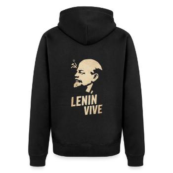Lenin Lives - Unisex Premium Organic Zip Hoodie - black - Back - Nico (187cm)