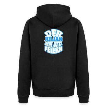 Julian - Unisex Premium Bio Zip Hoodie - Schwarz - Hinten - Nico (187cm)