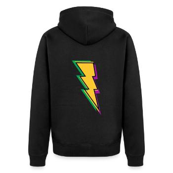 Flash Lightning - Unisex Premium Organic Zip Hoodie - black - Back - Nico (187cm)