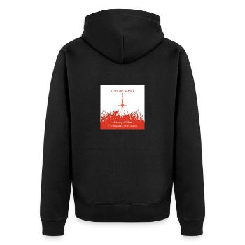 Croom Abu - Unisex Premium Bio Zip Hoodie - Schwarz - Hinten - Nico (187cm)
