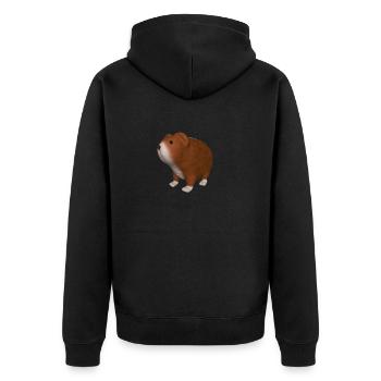 Meerschweinchen "Bruno" - Unisex Premium Bio Zip Hoodie - Schwarz - Hinten - Nico (187cm)