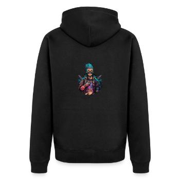 Cyber Fighter - Unisex Premium Bio Zip Hoodie - Schwarz - Hinten - Nico (187cm)