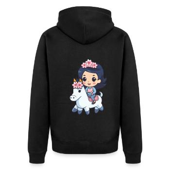 Princesse Cheval Mignon - Veste à capuche bio Premium Unisexe - noir - Dos - Nico (187cm)