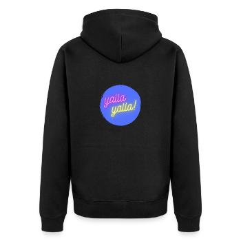 Yalla, Arabic tshirt - Unisex Premium Organic Zip Hoodie - black - Back - Nico (187cm)