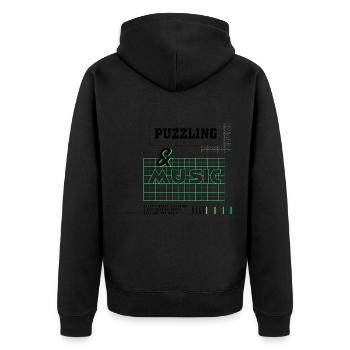 Puzzlespiel und Musiknoten Musiknotenschlüssel - Unisex Premium Bio Zip Hoodie - Schwarz - Hinten - Nico (187cm)