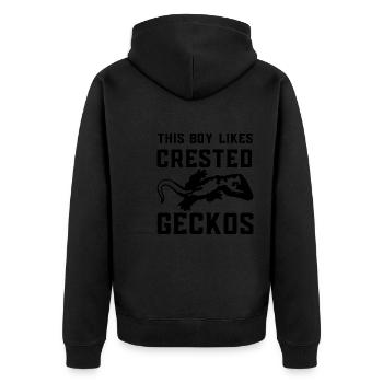 Un garçon aime les geckos huppés, la faune et la - Veste à capuche bio Premium Unisexe - noir - Dos - Nico (187cm)