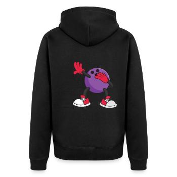 Bowling Ball cartoon figure Design for a Bowling - Unisex Premium Bio Zip Hoodie - Schwarz - Hinten - Nico (187cm)