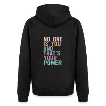Personne n’est vous et c’est votre pouvoir - Veste à capuche bio Premium Unisexe - noir - Dos - Nico (187cm)