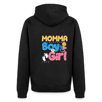 Pink or Blue Momma Loves You Best Mom Ever - Unisex Premium Bio Zip Hoodie - Schwarz - Hinten - Nico (187cm)