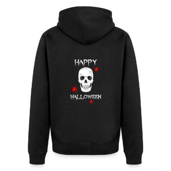 HALLOWEEN skull spiders - Unisex Premium Bio Zip Hoodie - Schwarz - Hinten - Nico (187cm)