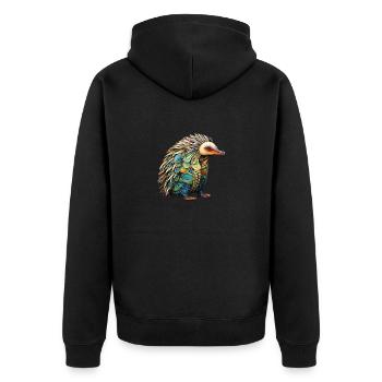 Australia - Echidna - Unisex Premium Organic Zip Hoodie - black - Back - Nico (187cm)
