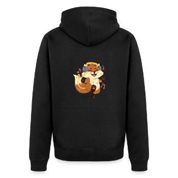 Fuchs hört Musik und tanzt - Unisex Premium Bio Zip Hoodie - Schwarz - Hinten - Nico (187cm)