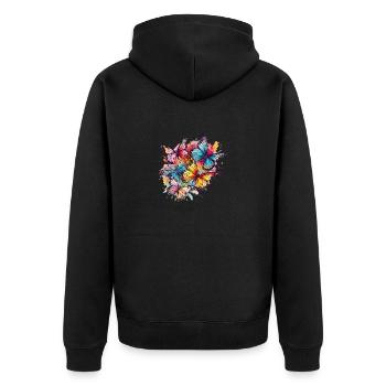 Beaux papillons Aquarelle Art - Veste à capuche bio Premium Unisexe - noir - Dos - Nico (187cm)