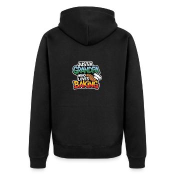 Grandpa is a baker, our grandpa likes to bake - Unisex Premium Organic Zip Hoodie - black - Back - Nico (187cm)