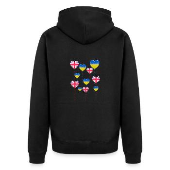 Solidarité et cœur de la Grande-Bretagne pour l’Ukraine - Veste à capuche bio Premium Unisexe - noir - Dos - Nico (187cm)