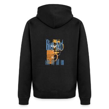 Bier her oder ich fall um - Unisex Premium Bio Zip Hoodie - Schwarz - Hinten - Nico (187cm)
