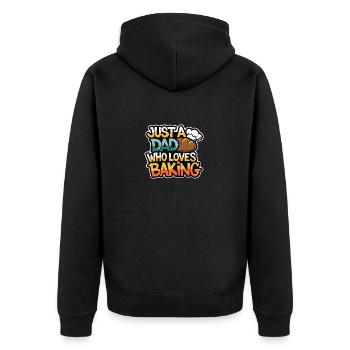 Papa liebt Brot backen - Papa ist unser Bäcker - Unisex Premium Bio Zip Hoodie - Schwarz - Hinten - Nico (187cm)