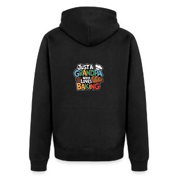 Grandpa is a baker, our grandpa likes to bake - Unisex Premium Organic Zip Hoodie - black - Back - Nico (187cm)