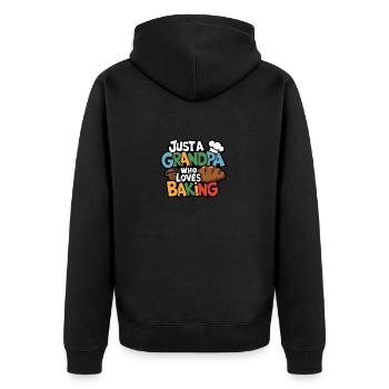 Grandpa is a baker, our grandpa likes to bake - Unisex Premium Organic Zip Hoodie - black - Back - Nico (187cm)