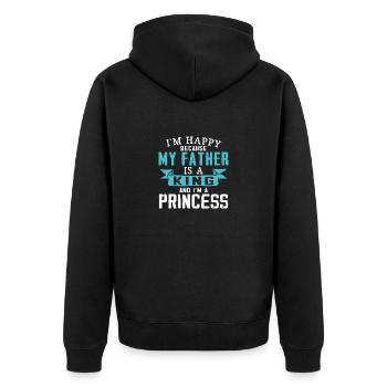 My Father Is A King And I'am A Princess - Unisex Premium Organic Zip Hoodie - black - Back - Nico (187cm)