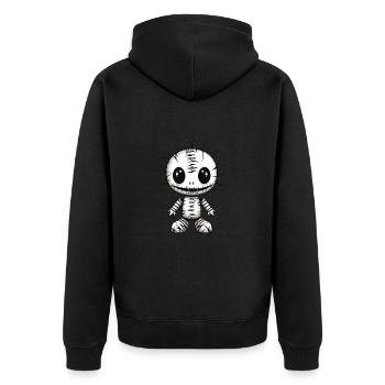 Voodoo Doll Clothing deine individuelle Fashion - Unisex Premium Bio Zip Hoodie - Schwarz - Hinten - Nico (187cm)