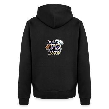Papa liebt Brot backen - Papa ist unser Bäcker - Unisex Premium Bio Zip Hoodie - Schwarz - Hinten - Nico (187cm)