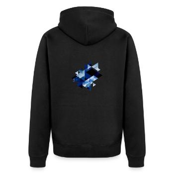 Abstrakte Formen - Dreiecke - Unisex Premium Bio Zip Hoodie - Schwarz - Hinten - Nico (187cm)