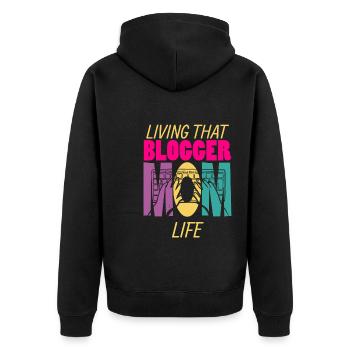Living That Blogger Mom Life Mama Blogger - Unisex Premium Bio Zip Hoodie - Schwarz - Hinten - Nico (187cm)
