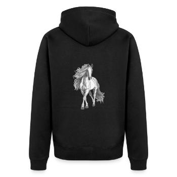 Pferd - Unisex Premium Bio Zip Hoodie - Schwarz - Hinten - Nico (187cm)