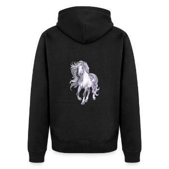 Pferd mit langer Mähne - Unisex Premium Bio Zip Hoodie - Schwarz - Hinten - Nico (187cm)