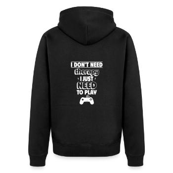 No therapy, only my console needed - Unisex Premium Organic Zip Hoodie - black - Back - Nico (187cm)