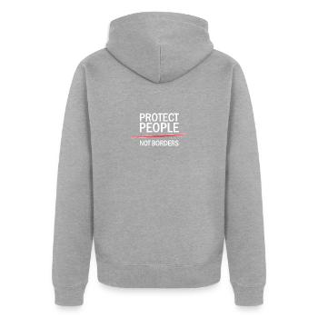No one is illegal - Unisex Premium Organic Zip Hoodie - heather grey - Back - Nico (187cm)