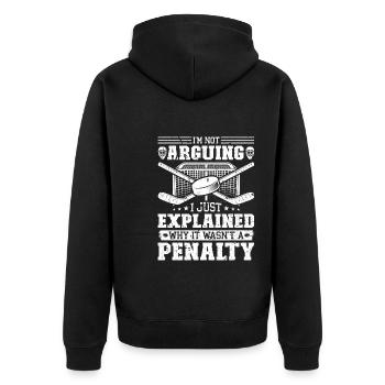 Hockeyspieler Penalty Eishockey - Unisex Premium Bio Zip Hoodie - Schwarz - Hinten - Nico (187cm)