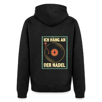 Vintage LP Vinyl Schallplatten - Unisex Premium Bio Zip Hoodie - Schwarz - Hinten - Nico (187cm)