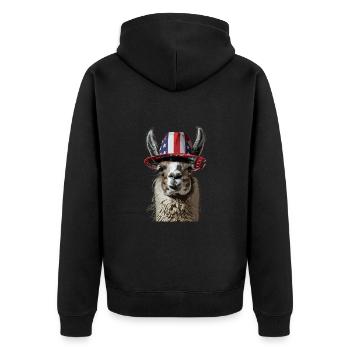 Coole Amerika Llama Sonnenbrille Patriotisch - Unisex Premium Bio Zip Hoodie - Schwarz - Hinten - Nico (187cm)