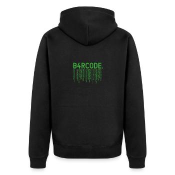 B4RCODE. Matrix - Unisex Premium Organic Zip Hoodie - black - Back - Nico (187cm)