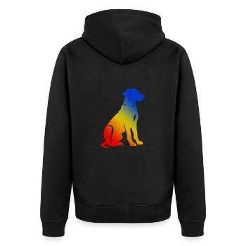 Dackel DachsHund Bunt Hund Bunt - Unisex Premium Bio Zip Hoodie - Schwarz - Hinten - Nico (187cm)