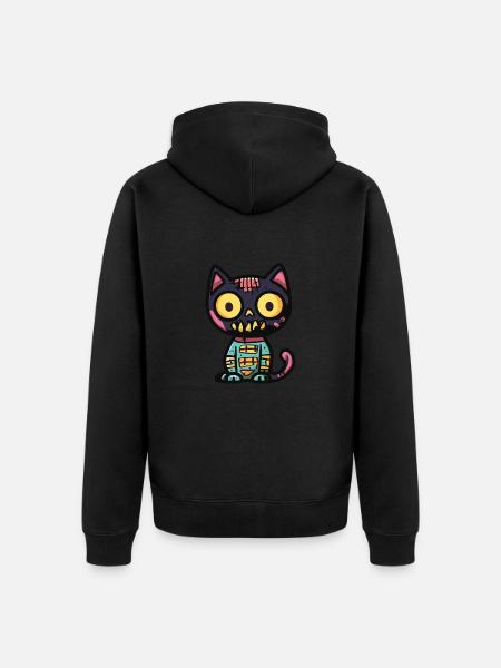 Cat Halloween Funny - Unisex Premium Organic Zip Hoodie - black