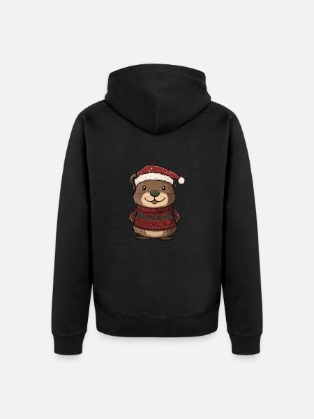 Beaver Christmas Comic - Unisex Premium Organic Zip Hoodie - black